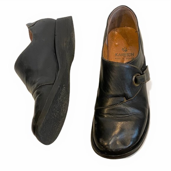 KARSTON Black Leather Loafer Slip On - Picture 1 of 8